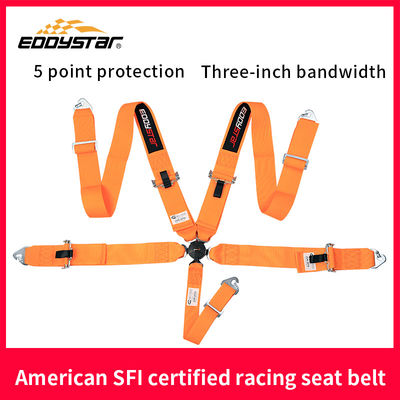 jakość  EDDYSTAR Nylon Drift Car Racing Seat Belt Orange Color 5 Point Seat Belt fabryka